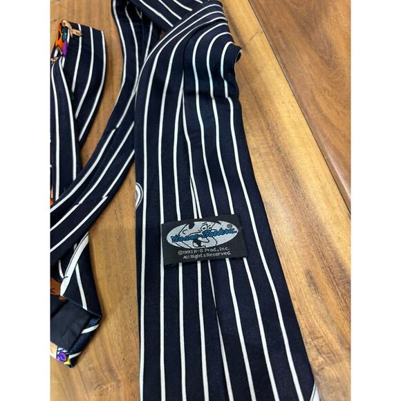 Hanna Barbera Vintage Tie THE FLINTSTONES Navy Blue Baseball Bedrock Boulders - Picture 5 of 6